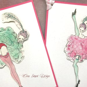 4 étiquettes-cadeaux à paillettes Cancan Dancer, cartes-cadeaux vierges amusantes, étiquettes d'anniversaire, étiquettes de peinture à l'aquarelle, étiquettes de journalisme, cadeaux humour pour homme