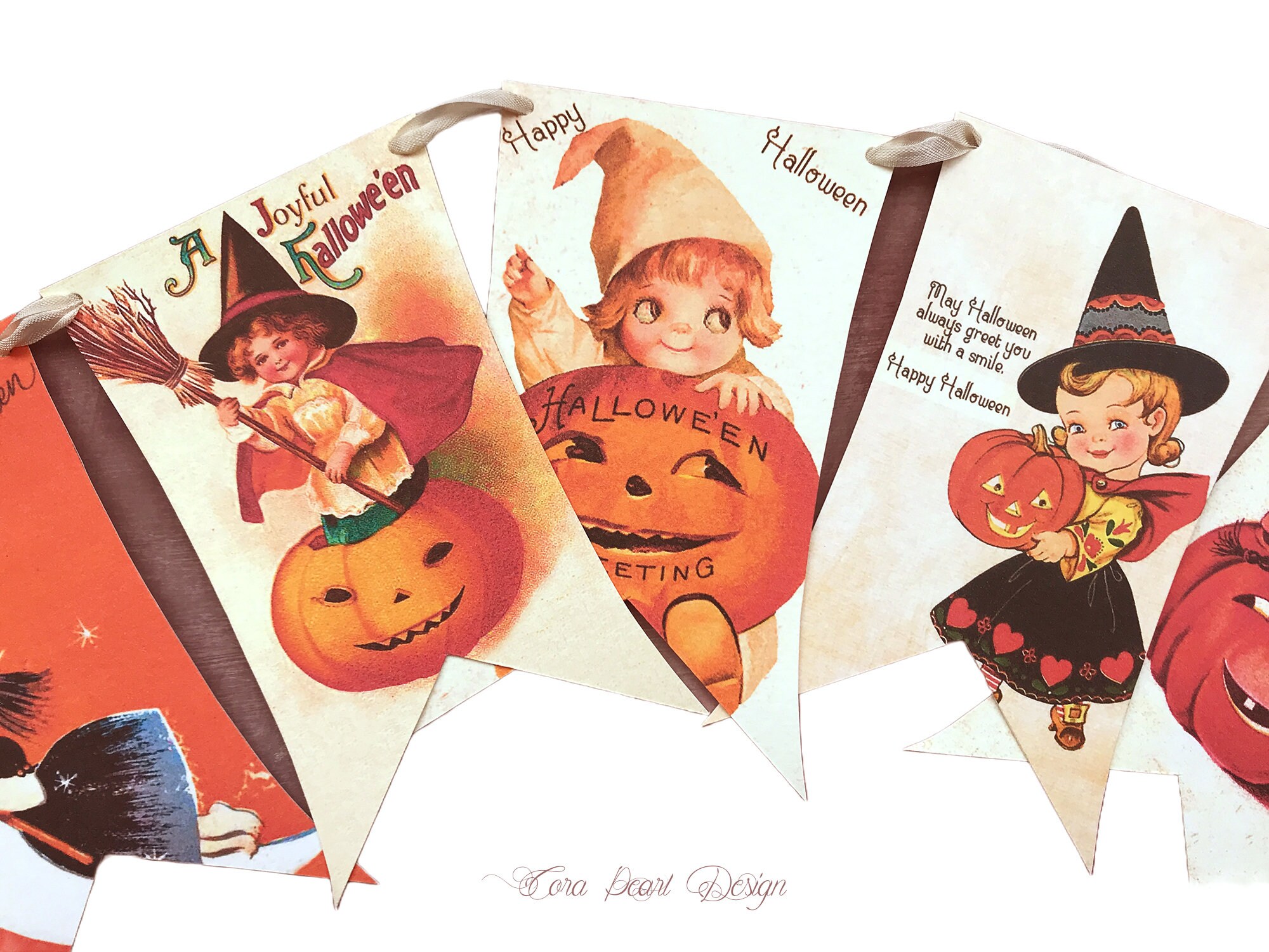 Guirlande De Fanions Halloween - 2 Drapeaux Citrouille Avec Message 'Happy Halloween' - Décoration Fête Intérieur/extérieur - 8