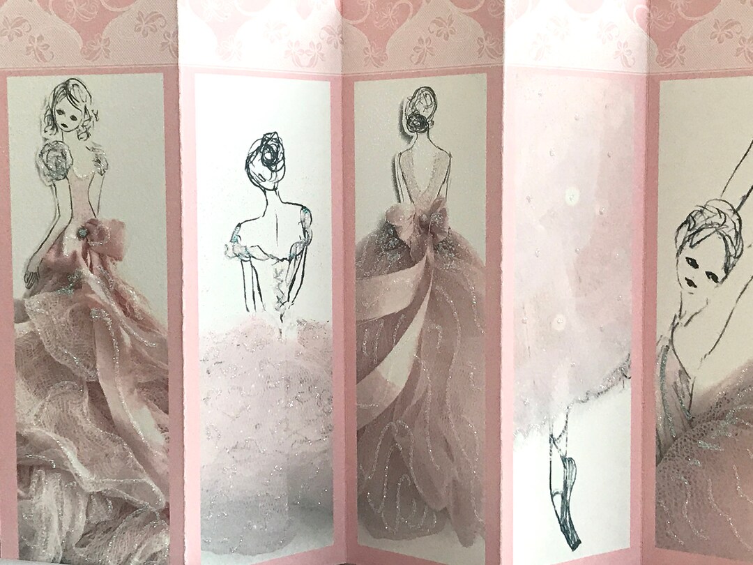 Ballerina Concertina Greeting Card With Vellum Envelope Wax Seal and