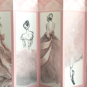 Ballerine en accordéon carte de voeux avec enveloppe en vélin, cachet de cire et pompon doré - carte d'anniversaire - cartes d'art - cadeaux de ballet pour elle