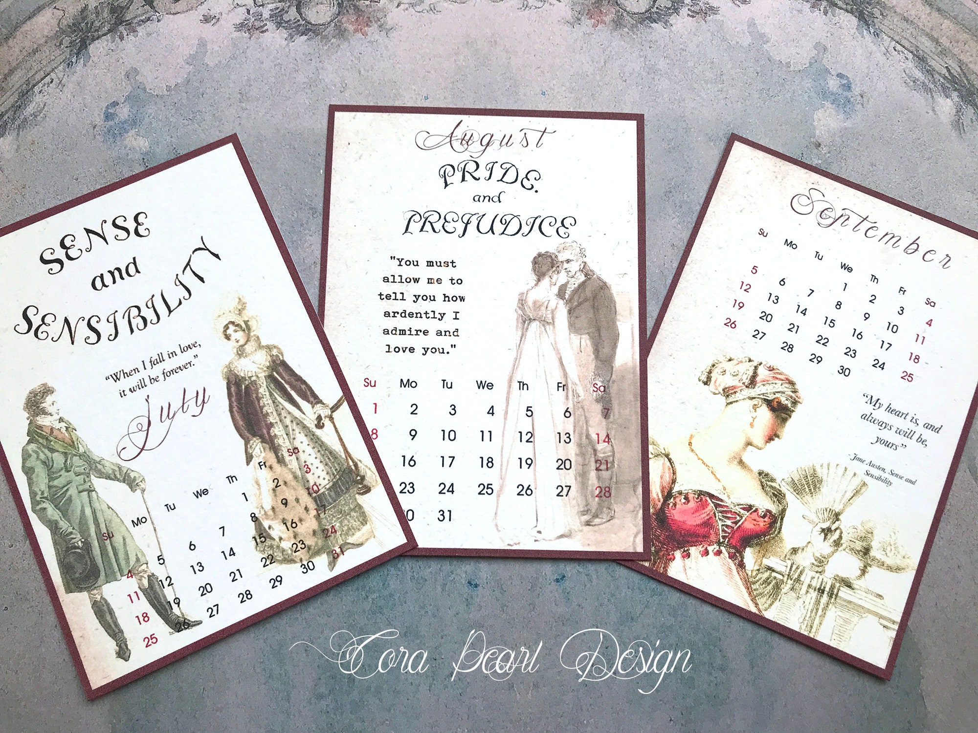 2021 Jane Austen Regency Calendar no easel Pride and | Etsy