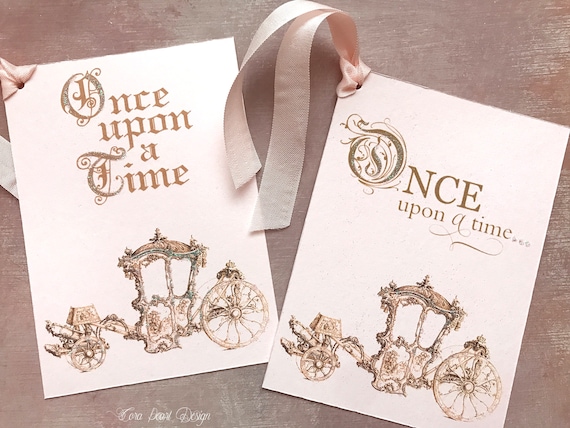 Pink Glitter Fairytale Carriage Gift tags , Once Upon a Time Tags, Pink Rococo Baroque Children's gift tags, Pretty glitter tags for girls