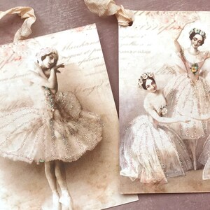 6 Vintage Ballerina Glitter Geschenkanhänger , Ballett Geschenkanhänger , Shabby Chic Vintage Stil Tags , Ballettliebhaber Geschenke, Geburtstagsgeschenk , Ballett Liebhaber