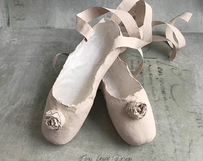Hand Made Paper Ballet Shoes Pink Pointe Shoes Decorative Etsy