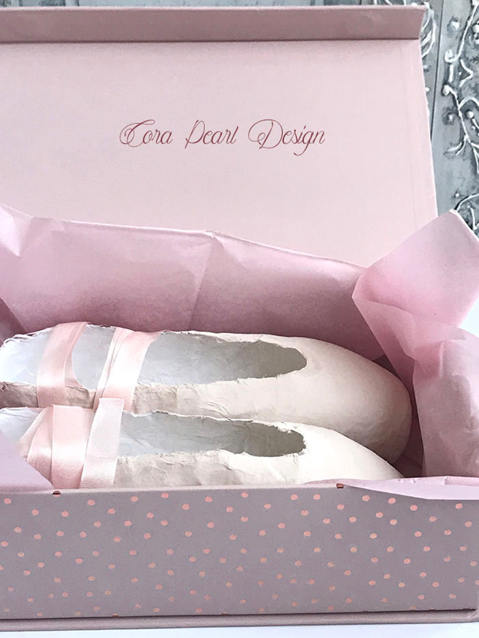 pale pink paper pointe shoes - pink paper ballet shoes - shoe ornament - ballet gift - ballet shoes - ballerina gifts - paper ba