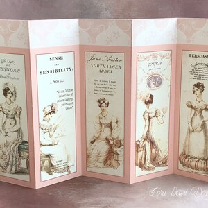 Jane Austen Concertina Grußkarte mit Wachssiegel aus Wachsumschlag und Goldquaste - Geburtstagskarte - Fine Art Karten - Jane Austen Zitate
