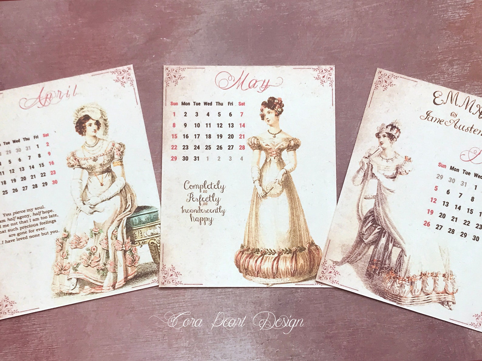 2022 Jane Austen Regency Desk Calendar on Wooden Easel Pride | Etsy