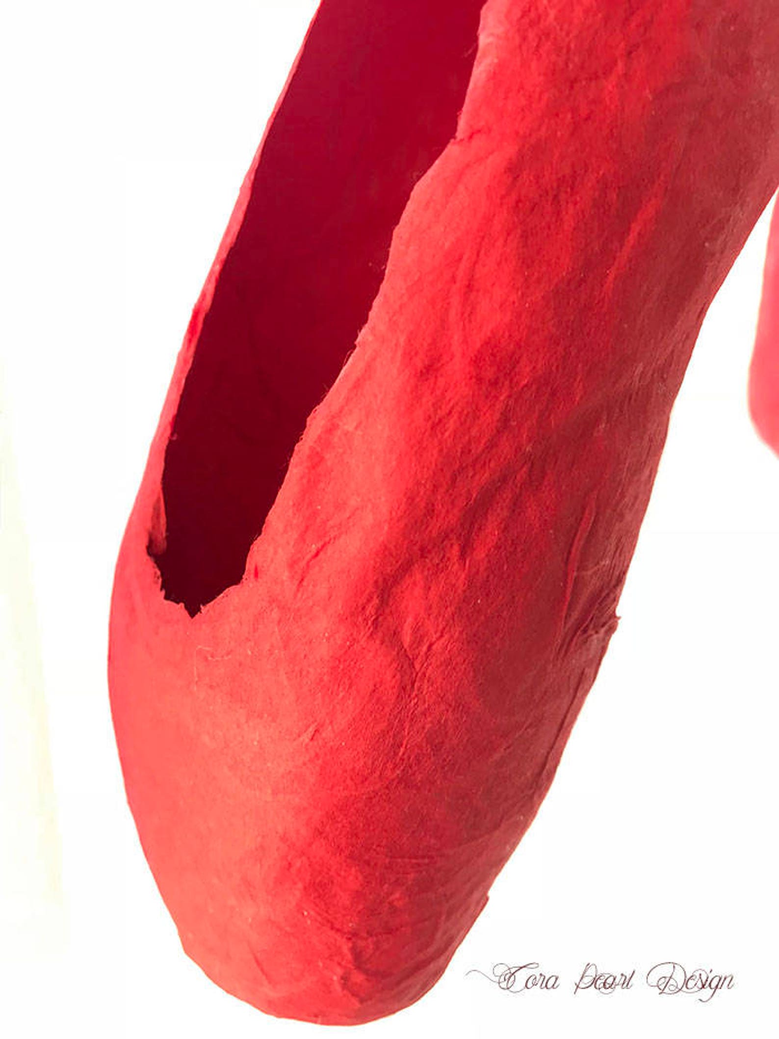 red paper pointe shoes - red paper ballet shoes - shoe ornament - ballet gift - ballet shoes - ballerina gifts - paper ballet sh