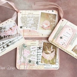 Cadeaukaartjes roze glitterfee - 4 Fine Art Fairytale-cadeaukaartjes met roze linten quotes - Kinderkunst - Inspirerende citaten sprookjes