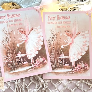 Pink Fairy Glitter Geschenkanhänger, 4 Märchen Geschenkanhänger, Geschenkanhänger für Kinder, Pink Fairy Sparkly Junk Journal Cards, Fairy Blessing Tags
