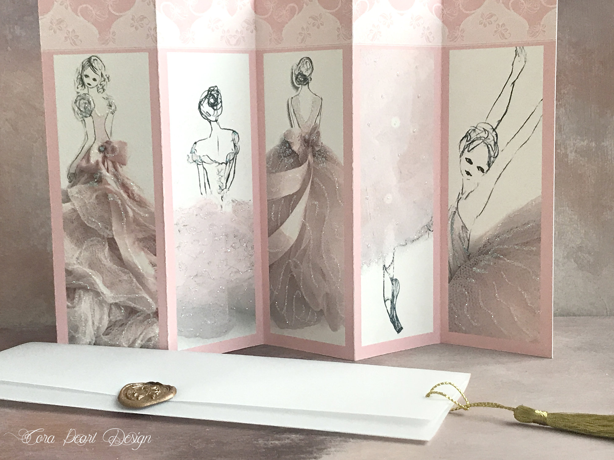 Ballerina Concertina Greeting Card With Vellum Envelope Wax Etsy UK