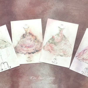 Ballerina Glitzer Fine Art Prints, Aquarell Ballettkleider, 4er Set Wand Kunst Drucke, Ballett Planer, Journaling Notizkarten