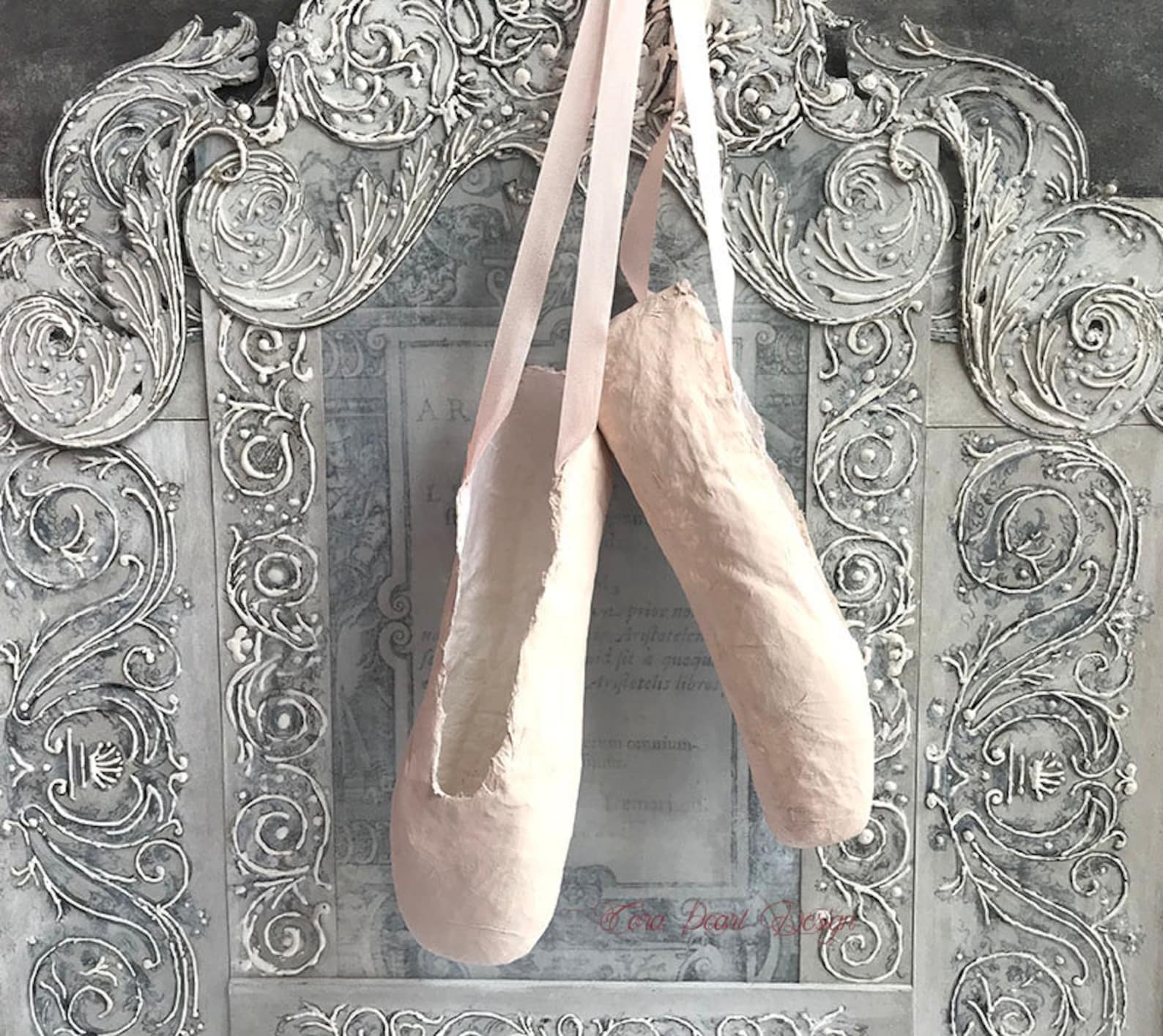 pale pink paper pointe shoes - pink paper ballet shoes - shoe ornament - ballet gift - ballet shoes - ballerina gifts - paper ba