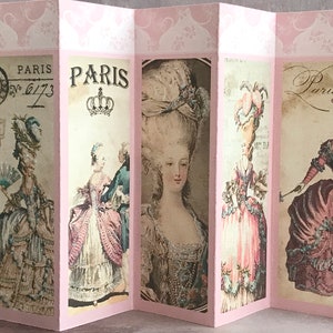 Marie Antoinette Concertina Grußkarte mit Wachssiegel aus Wachsumschlag und Goldquaste - Geburtstagskarte - Fine Art Karten - Marie Geschenke