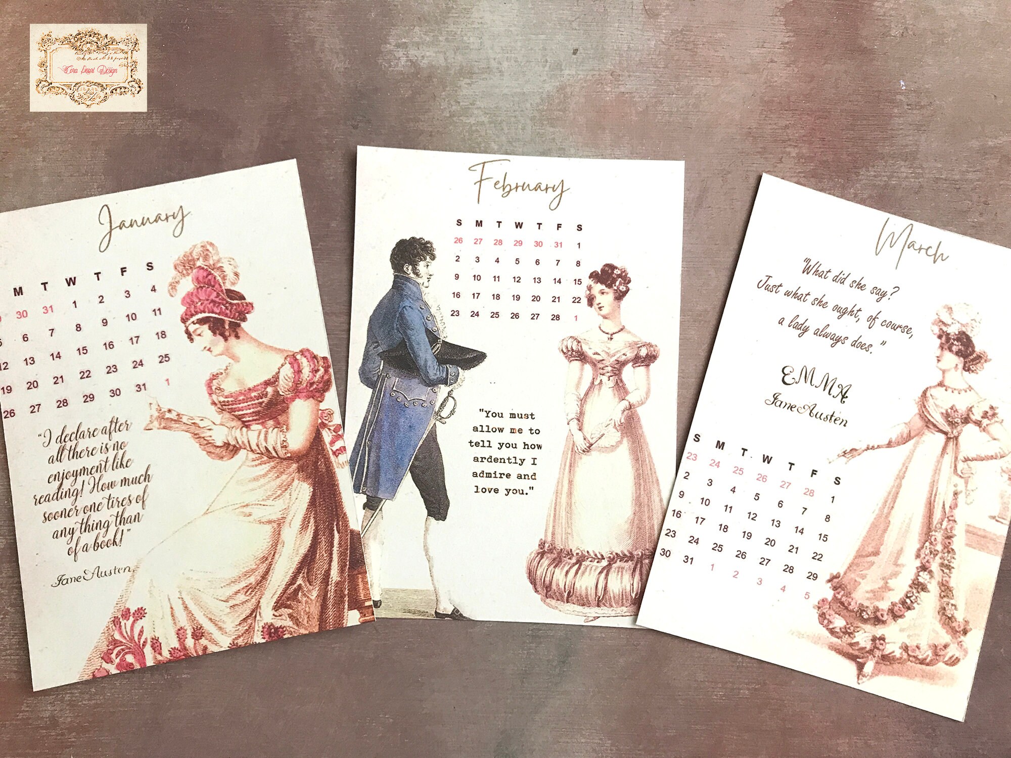 2025-jane-austen-desk-calendar-on-wooden-easel-pride-and-prejudice-quotes-book-lover-gifts-school-teacher-gift-regency-calendar-etsy