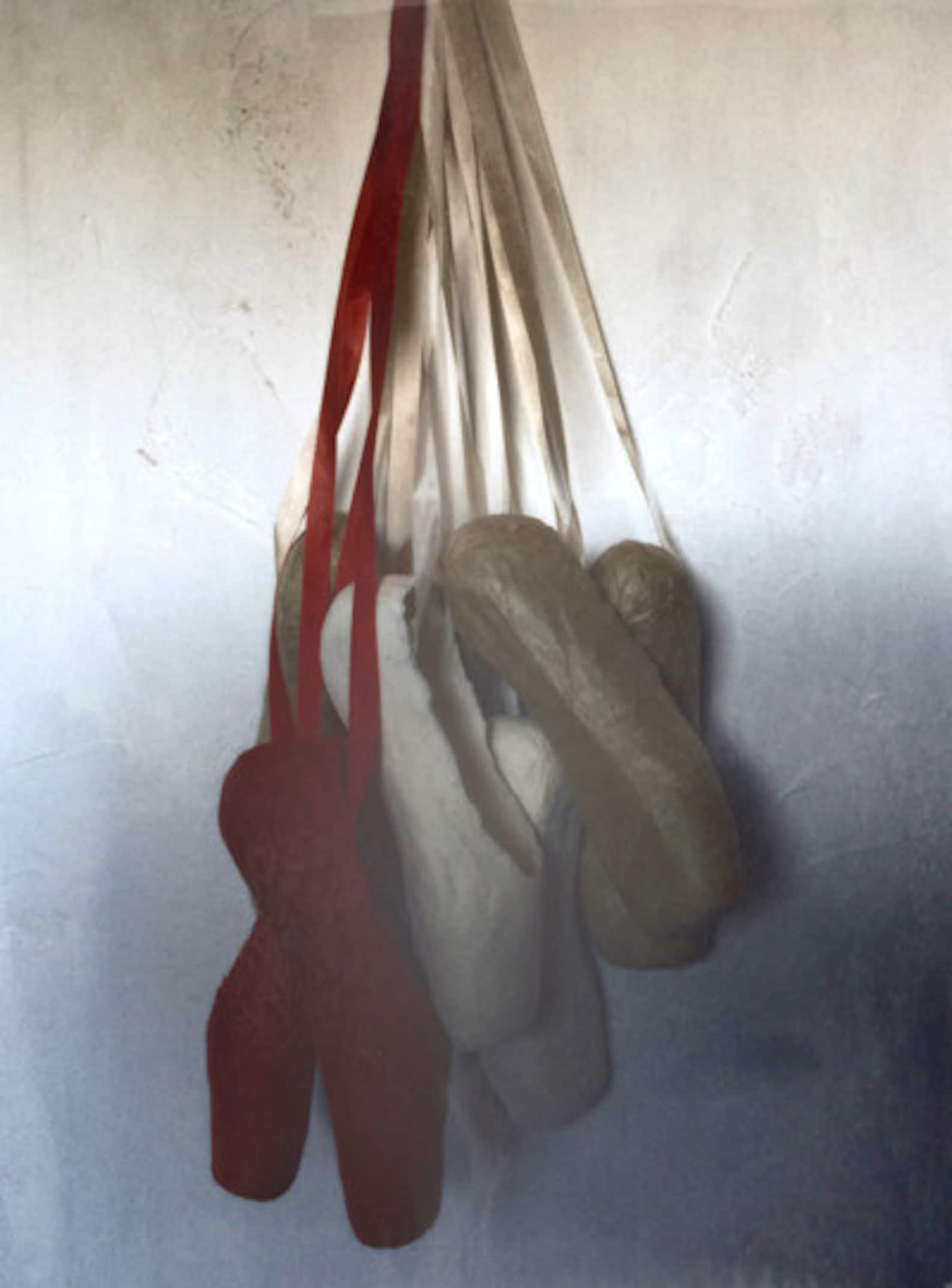 red paper pointe shoes - red paper ballet shoes - shoe ornament - ballet gift - ballet shoes - ballerina gifts - paper ballet sh