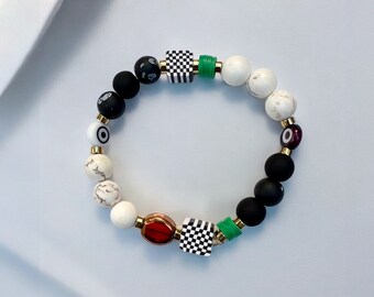 Handmade Palestine Beaded Unisex Bracelet Evil Eye Men Women Adjustable