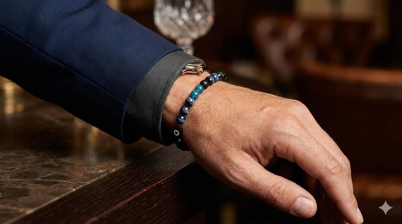 Onyx Gemstone Bracelet - Handmade Beaded Jewelry for Men — view 3