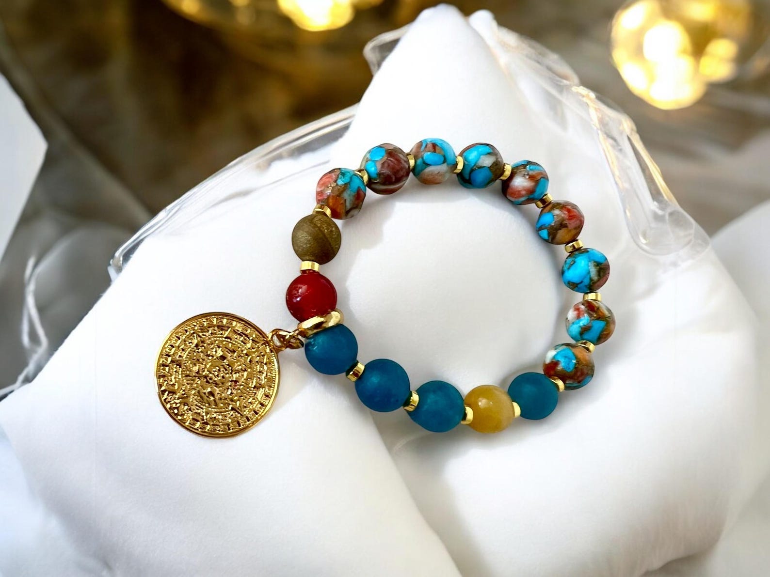 Handwoven Turquoise Bead Charm Bracelet Elegant Jewelry For Women Who Love Boho Everyday Style