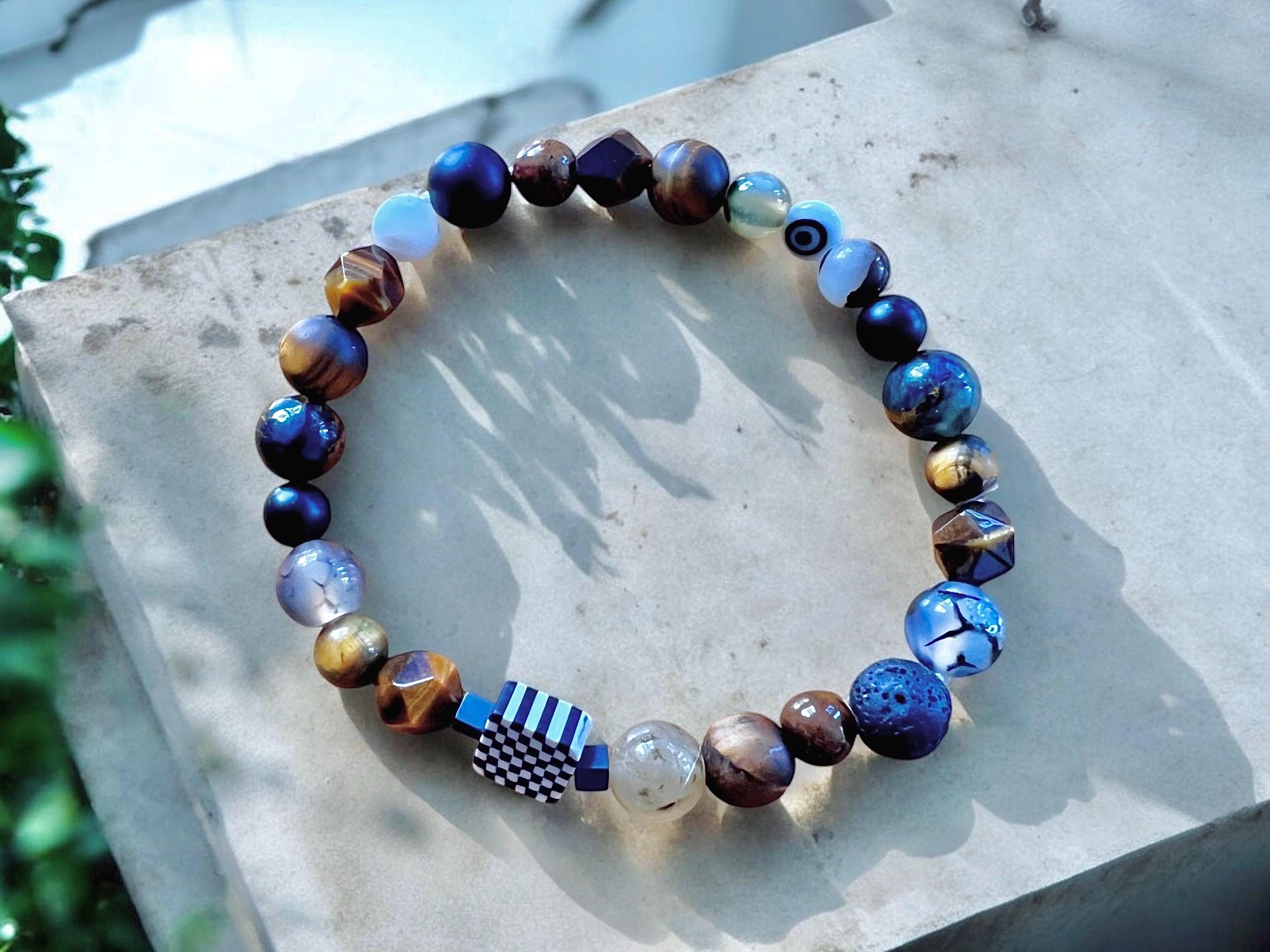 Tiger Eye Gemstone Stretch Bracelet | Handmade | Men — view 2