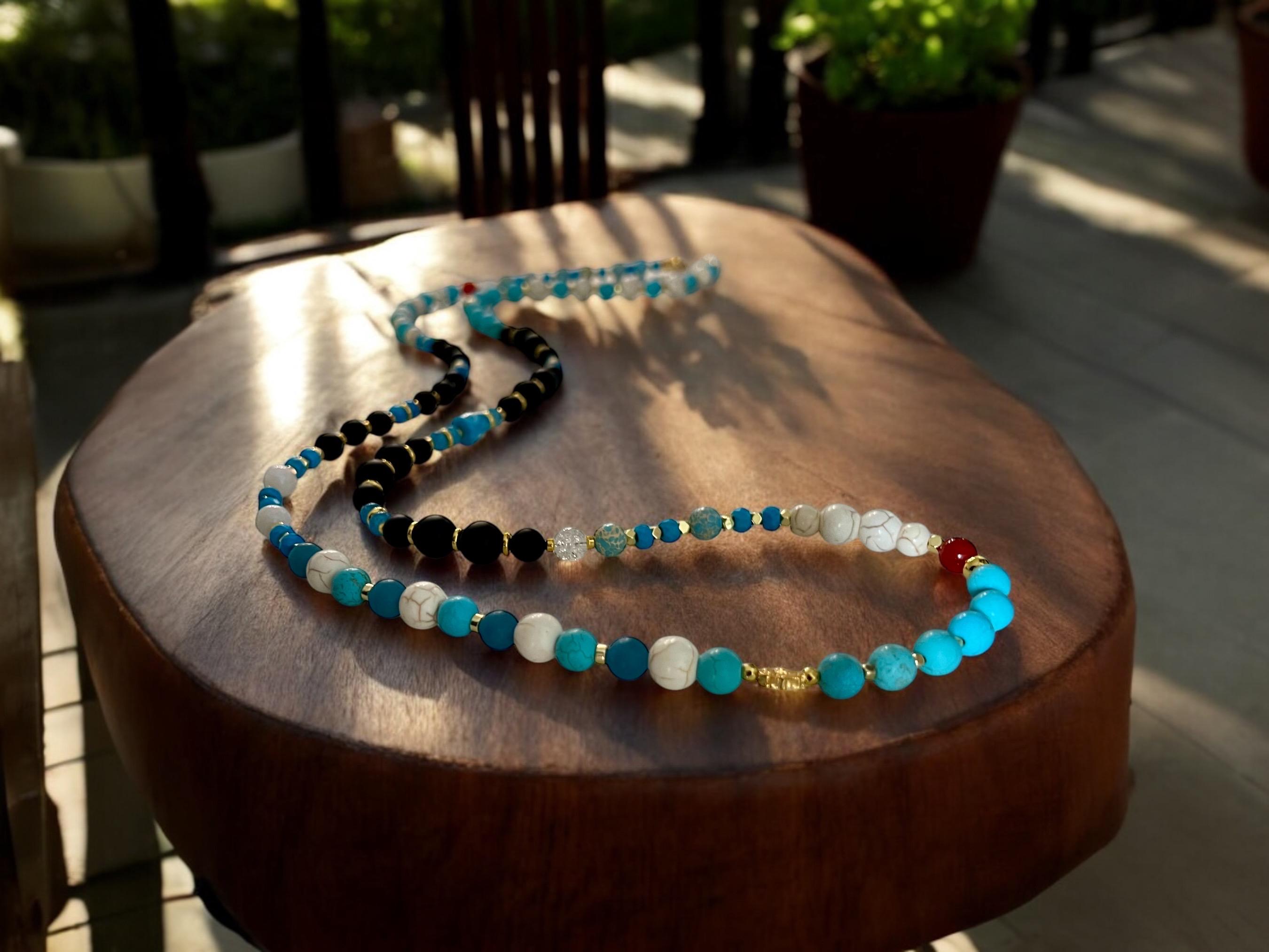 Beaded Gemstone Lanyard Crossbody Strap for Phone | ID Card | Badge — view 2