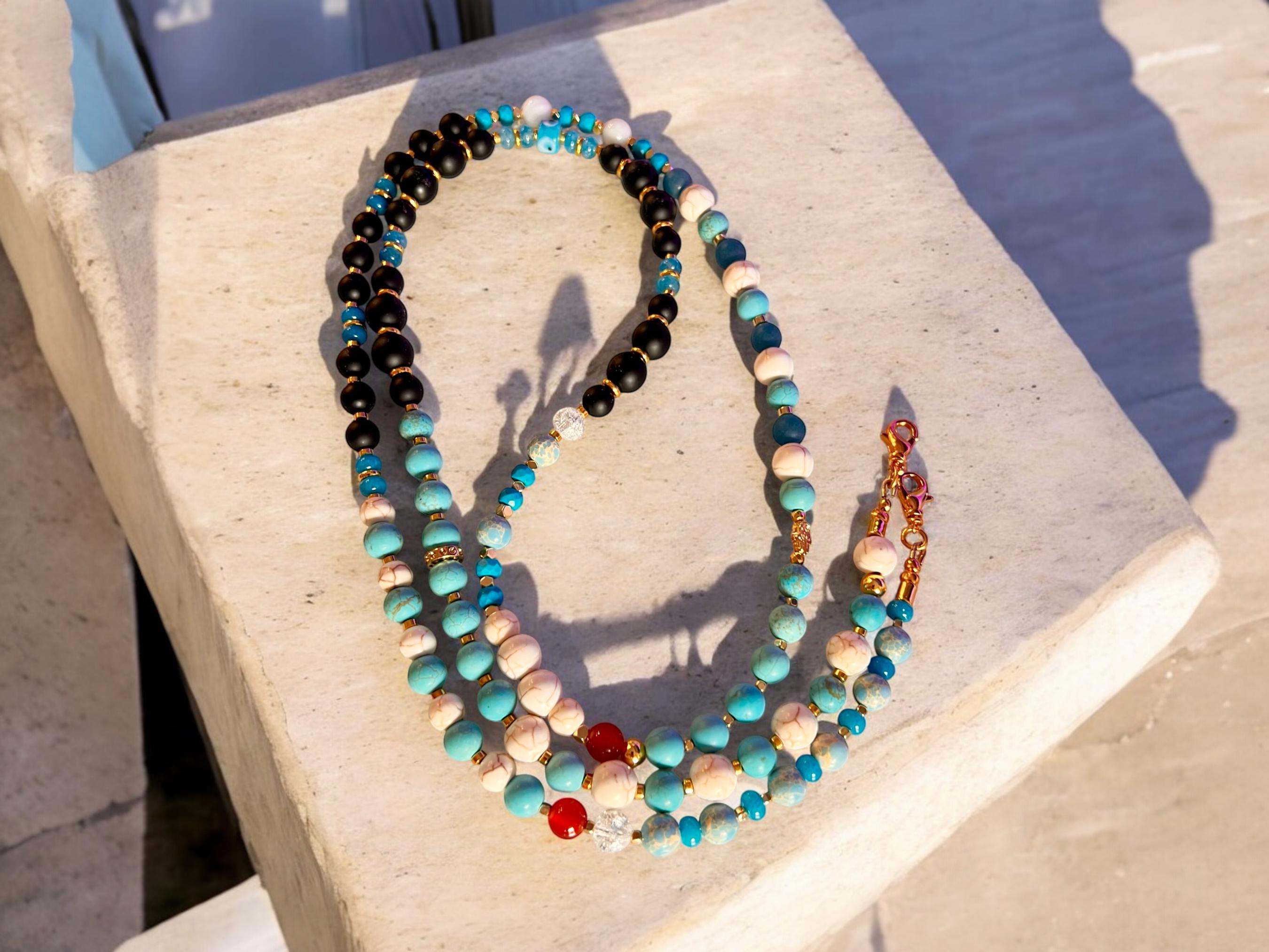 Beaded Gemstone Lanyard Crossbody Strap for Phone | ID Card | Badge