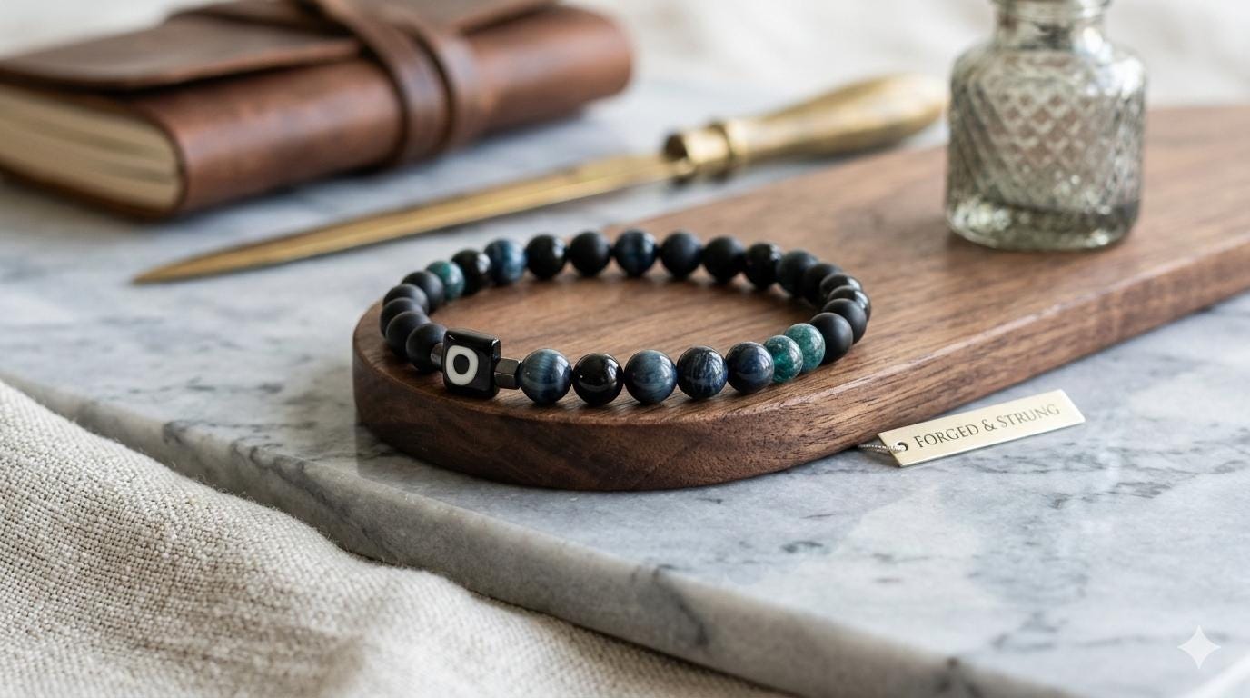 Onyx Gemstone Bracelet - Handmade Beaded Jewelry for Men — view 2