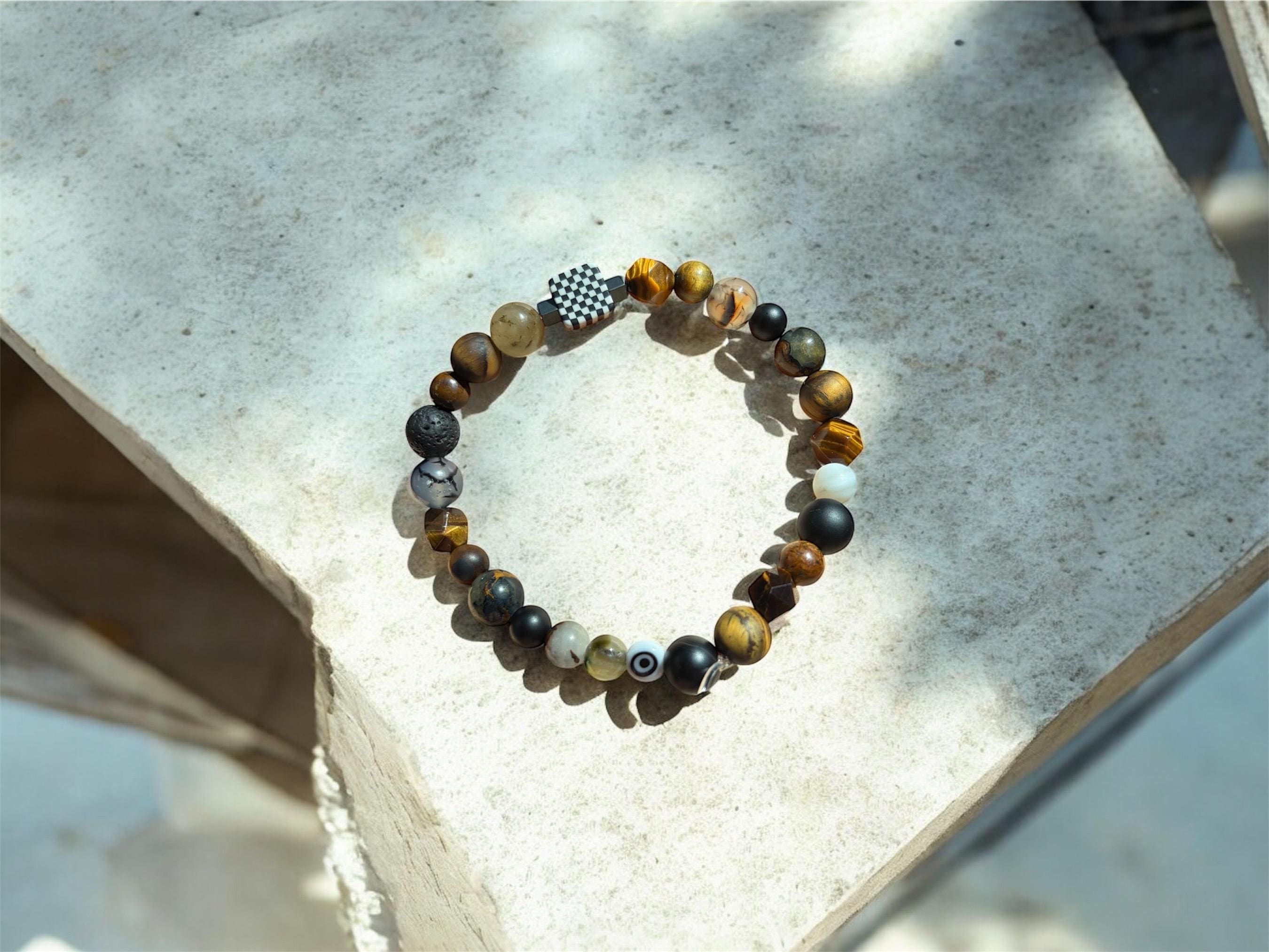 Tiger Eye Gemstone Stretch Bracelet | Handmade | Men