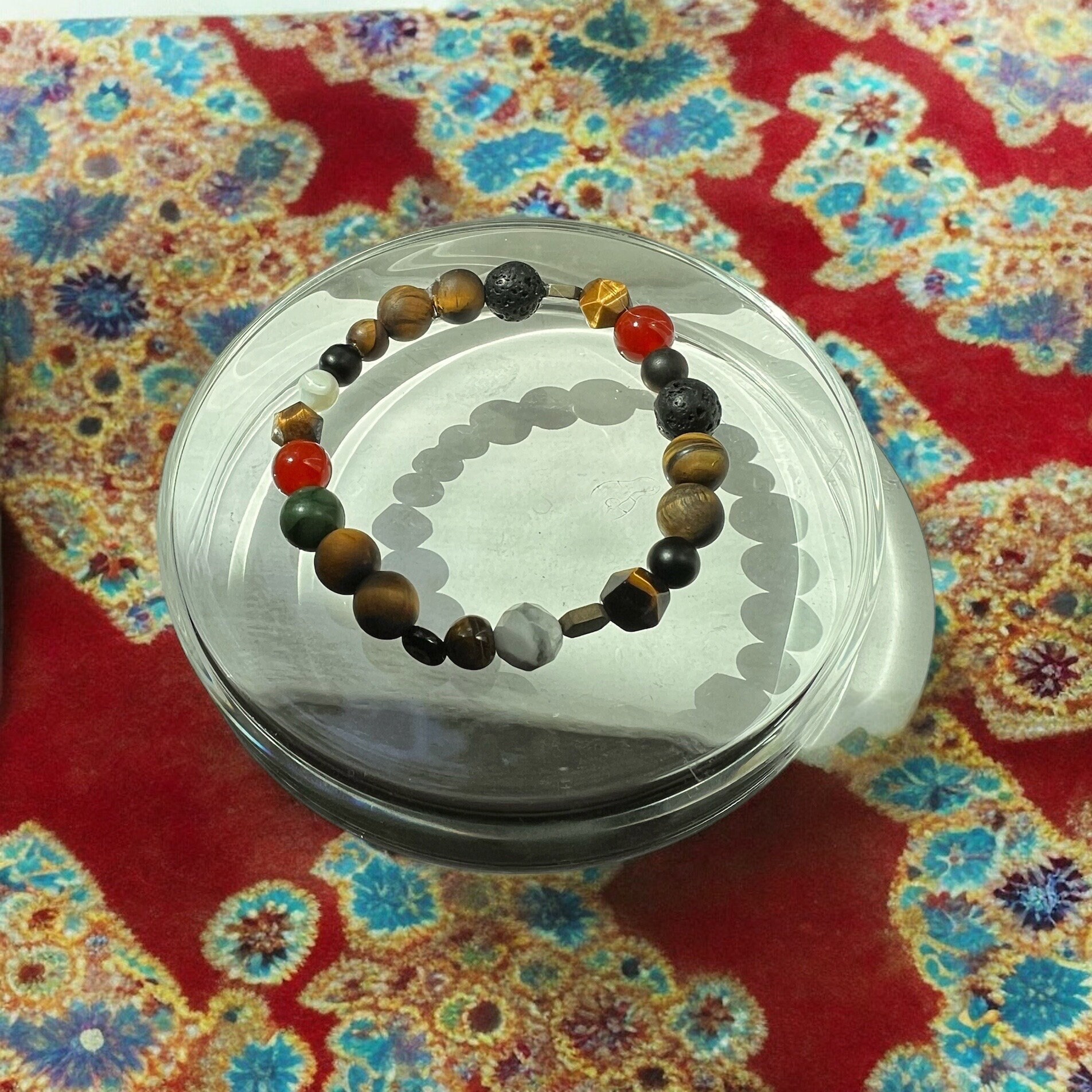 Yellow Tiger’s Eye | Red Agate Beaded Bracelet