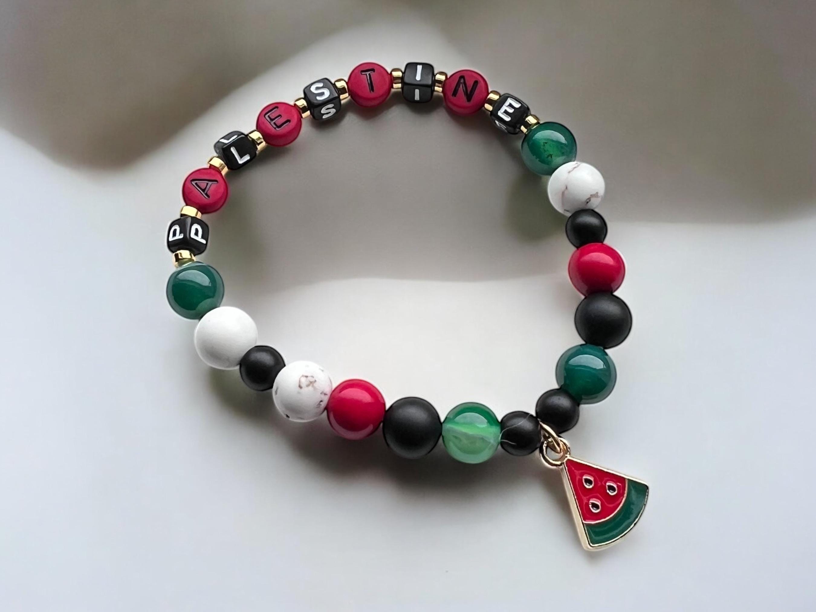 Classico braccialetto con bandiera palestinese in pietra naturale, uomo, donna, bandiera nazionale, braccialetto con perline, perline di preghiera natalizia, culto, gioielli regalo  36