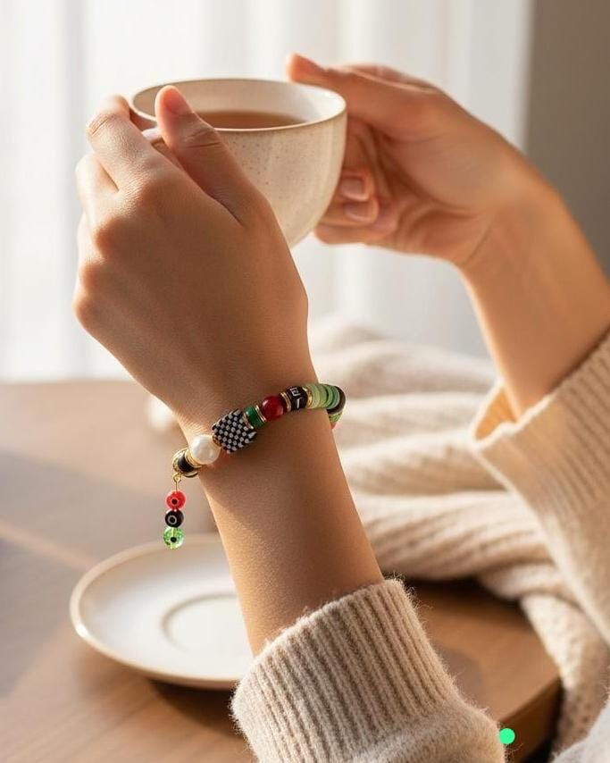 Palestinian Inspired Beaded Cultural Bracelet | Statement Jewelry — view 4