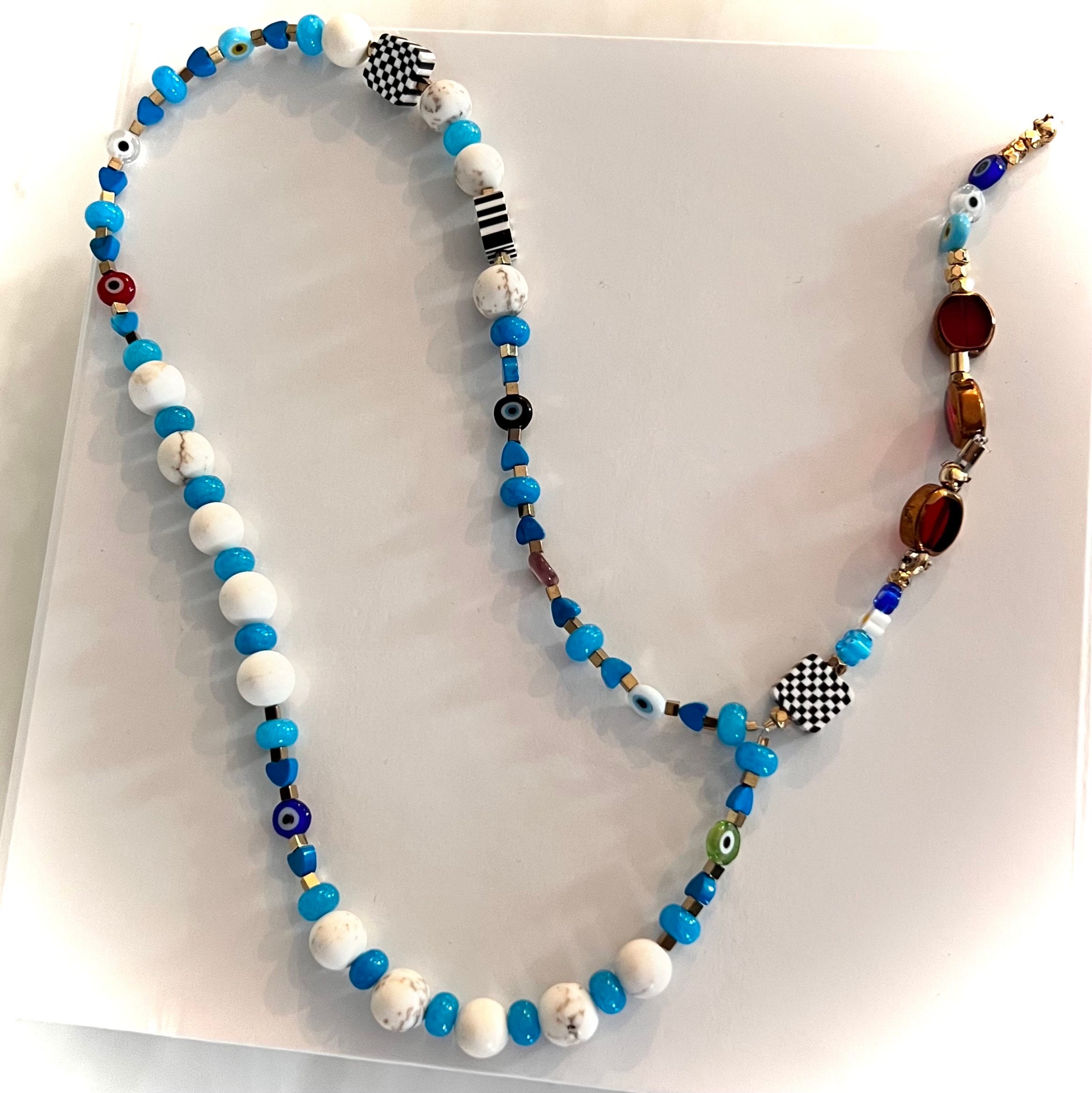 Handmade Evil Eye Beaded Garland: Protection Ornament, Car Mirror Decor, Masbah — view 2