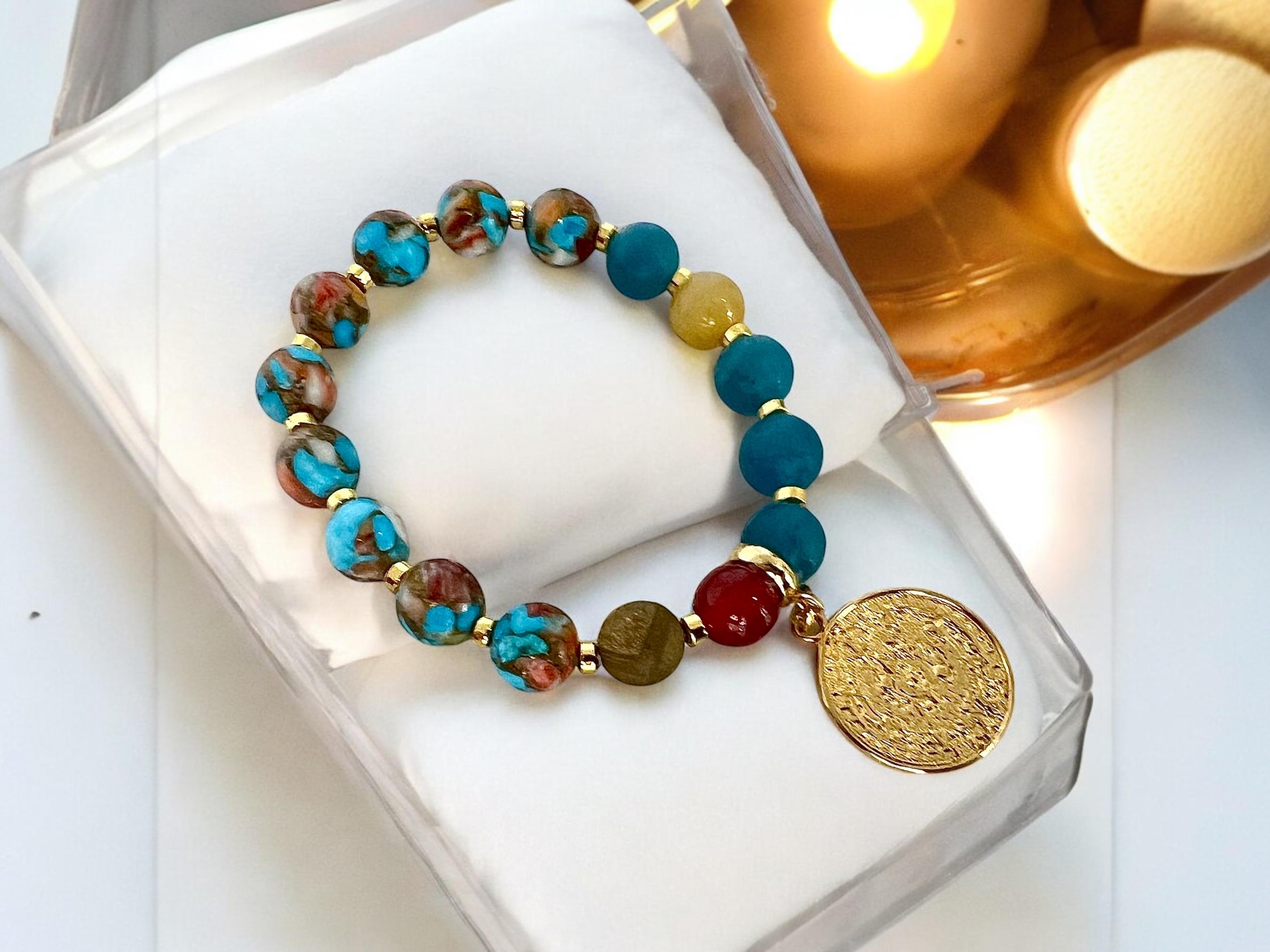 Handwoven Turquoise Bead Charm Bracelet Elegant Jewelry For Women Who Love Boho Everyday Style main image 0
