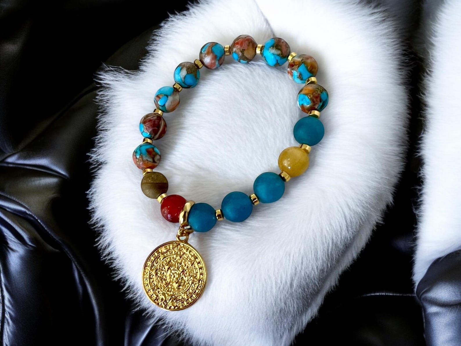 Handwoven Turquoise Bead Charm Bracelet Elegant Jewelry For Women Who Love Boho Everyday Style main image 1