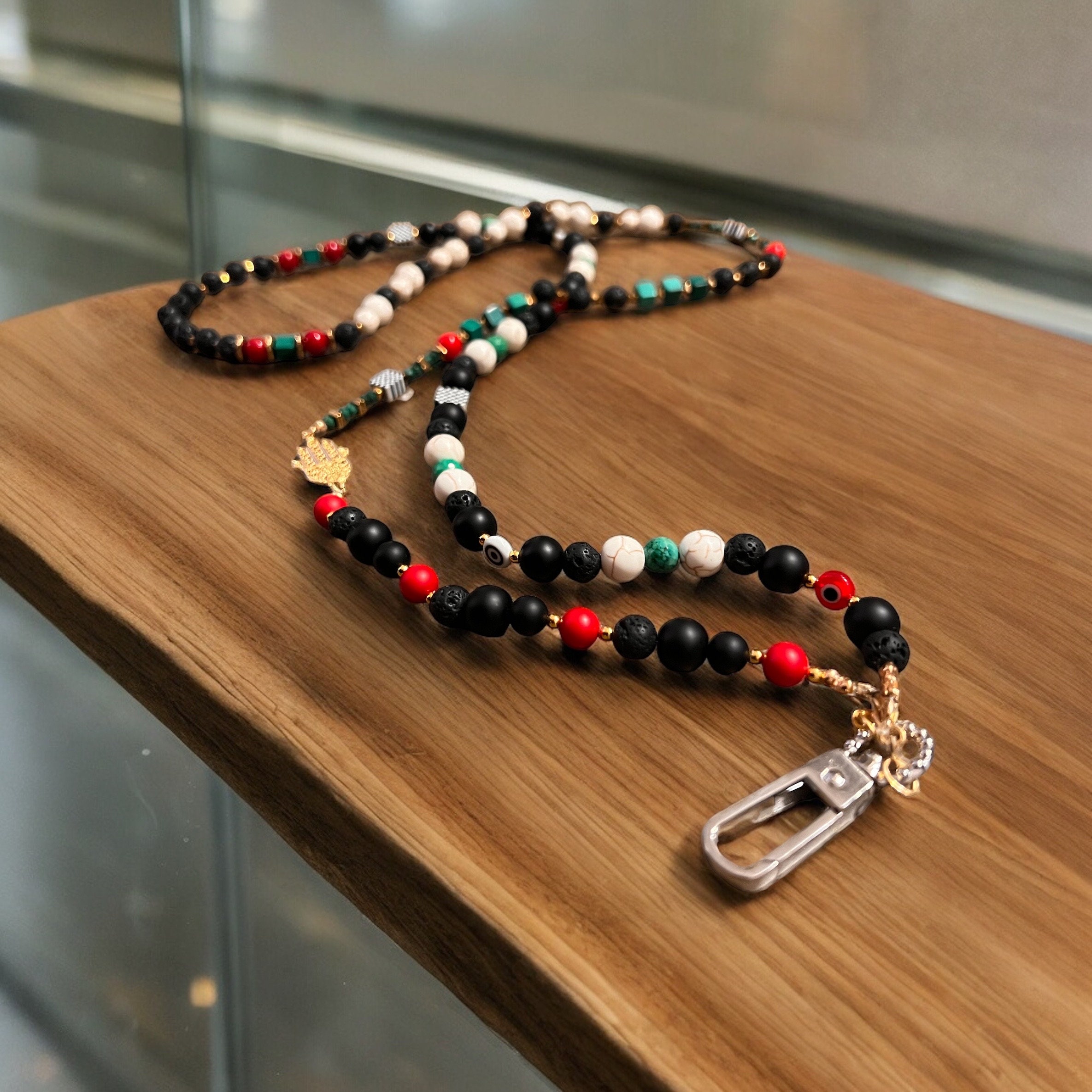 Palestine Onyx Lanyard Crossbody Strap Necklace for iPhone — view 4