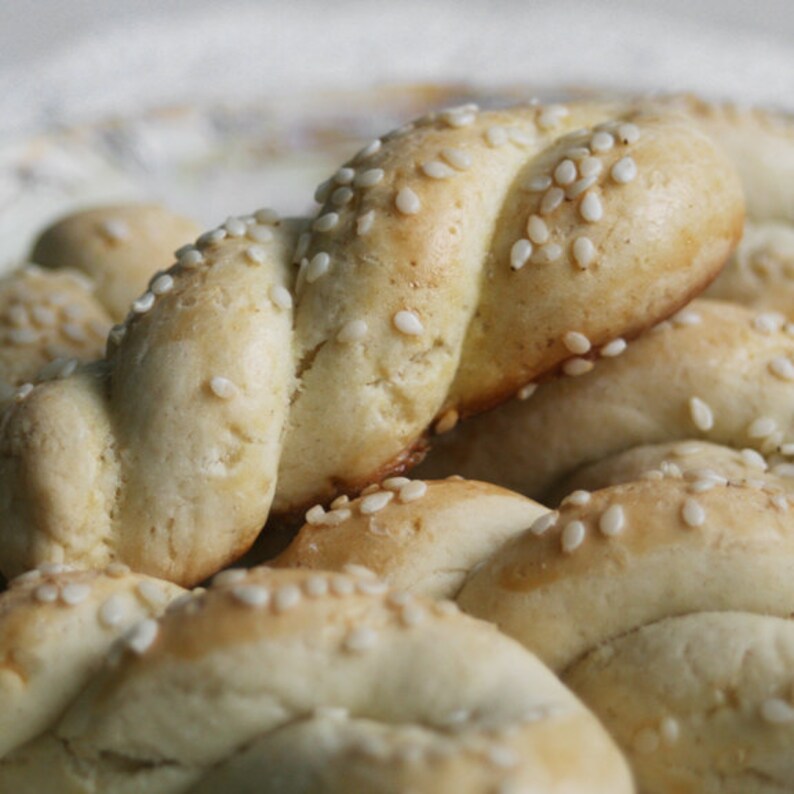 Greek Cookies with Sesame Seeds Koulourakia TWO DOZEN Etsy