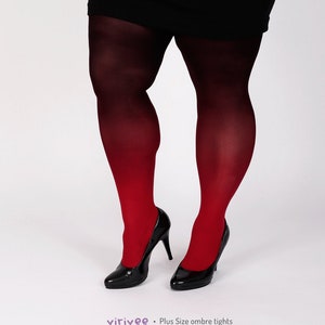 Plus size clothing red-black SEMI-OPAQUE tights