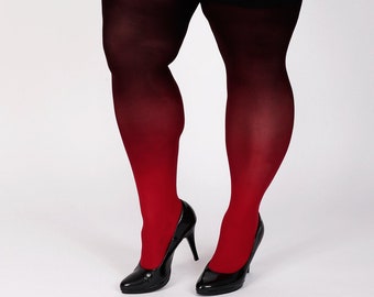 Plus size clothing red-black SEMI-OPAQUE tights