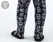 Skulls Halloween tights 1-9 YEARS, cotton pantyhose for baby toddler girls