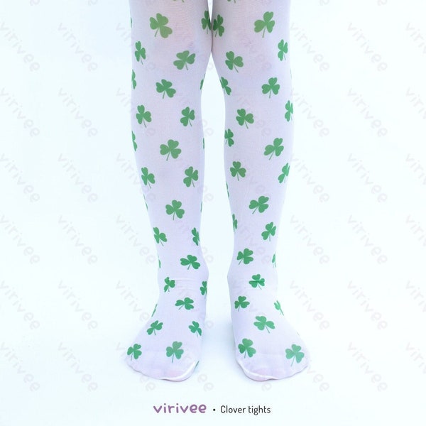 Collants trèfle pour la Saint-Patrick, collants Shamrock pour filles 4-12 ANS, motif imprimé vert sur microfibre