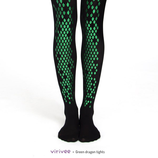 Green dragon tights for women, plus size cosplay costume for Halloween, dragon, liyard, snake skin pattern, goth fashion