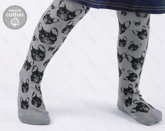 French Bulldog tights 2-8 YEARS for toddler and kids