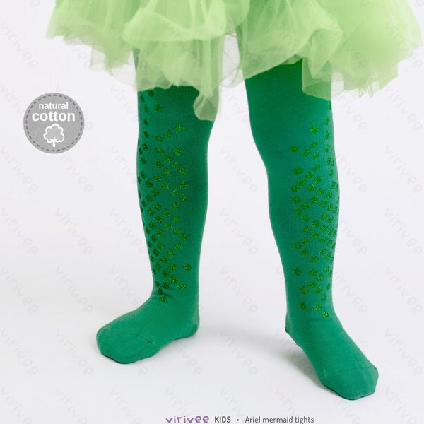 Mallas de escamas GLITTER, 1-9 AÑOS, disfraz verde ariel niñas bebé pequeño disfraz de Halloween
