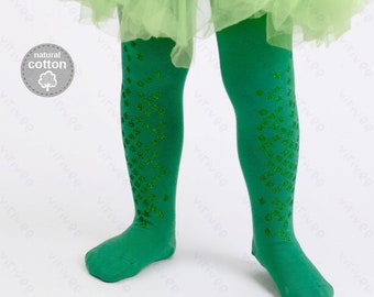 GLITTER scales tights, 1-9 YEARS, green Ariel costume girls toddler baby Halloween costume
