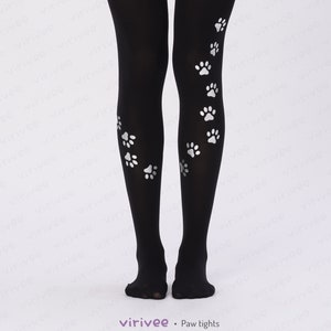 Paw print tights, footprint pattern clothes, gift for cat and dog lovers, plus size fashion