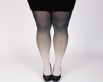 Plus size clothing, ivory- dark ombre tights, gift for her