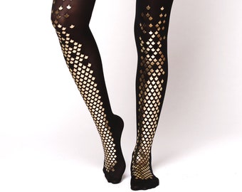 Gold mermaid tights, armor cosplay outfit, Halloween clothing