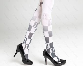 Chess tights for women in S-4XL sizes, plus size clothing, chess lovers gift art