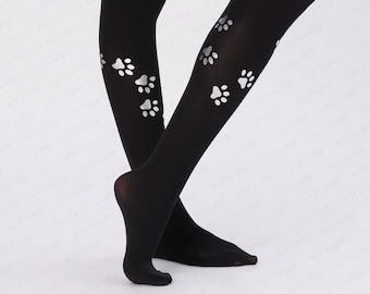 Paw print tights, gift for cat and dog lovers