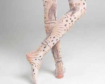 Gepard tights, safari leopard print animals fashion, fancy printed plus size clothing